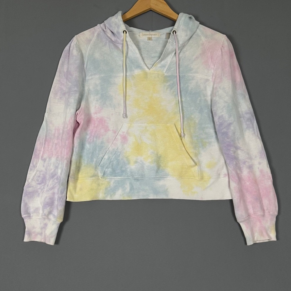 LoveShackFancy Kirby Tie Dye Hoodie M 100% Cotton Portugalโ Pastel Puff Sleeve